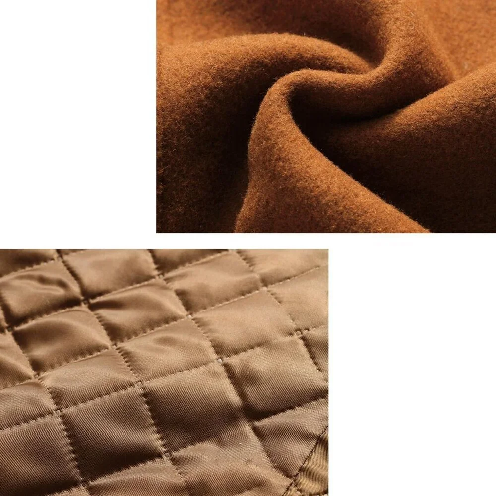 Men's Yellow1 Wool Blend Coat Warm Winter Trench Coat With Detachable Soft Scarf